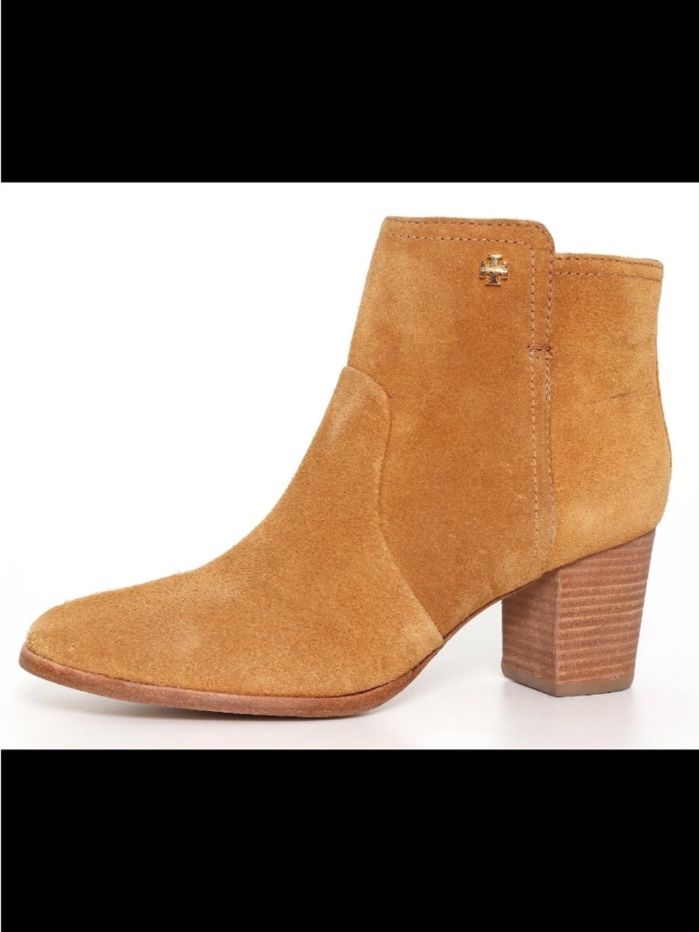 Tory Burch Sabe Suede Bootie Caramel Women $300 spring logo summer casual